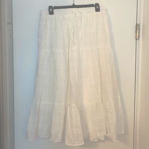 NWT Francesca’s White Peasant Skirt with Tie Waist
